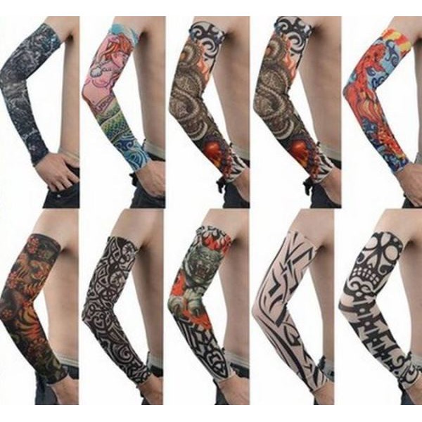 （Kho Sẵn Sàng）Găng ống tay găng tay chống nắng in hình xăm 3D bao tay chống nắng hình xăm