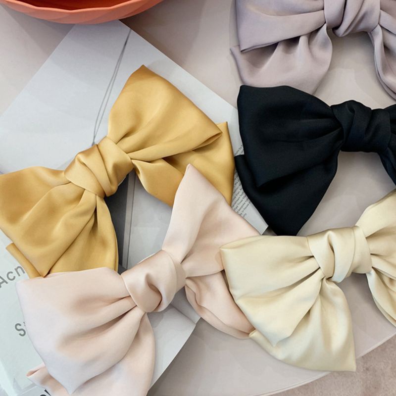 Kẹp Tóc Nơ Hai Lớp Bằng satin Phong Cách vintage Hàn Quốc Cho Nữ