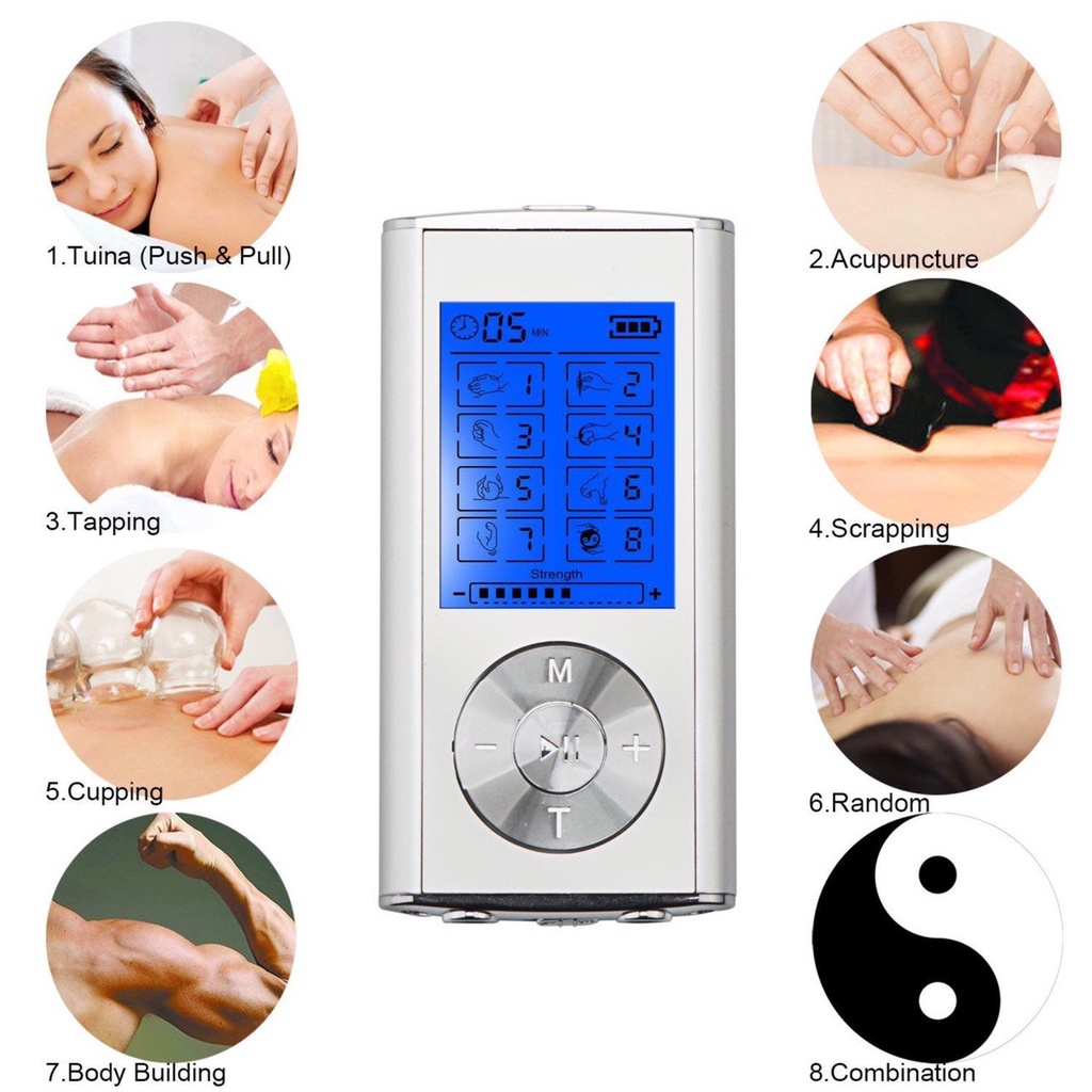 Máy massage xung điện 4-8 miếng dán đấm bóp toàn thân 8 chế độ đấm bóp