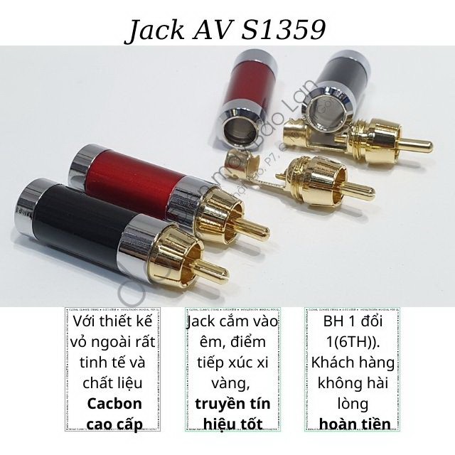 Jack Av S1359, Carbon Cao Cấp , Chuyên Dùng Hàn Dây Tín Hiệu Kich Cỡ Lớn , Giá SL 2 Cái