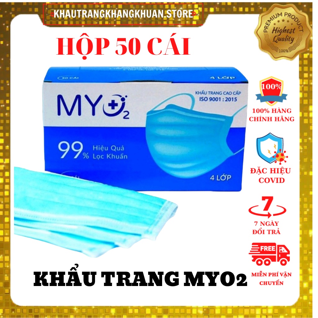 [HỘP 50 CÁI] - Khẩu Trang Y Tế MY O2 4 Lớp - Hiệu Quả Lọc Khuẩn 99% Tiêu Chuẩn FDA9