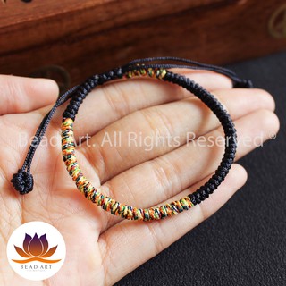 Vòng Tay Dây Ngũ Sắc Thắt Chỉ Màu Tibet ĐEN, Hợp Mệnh Thuỷ, Mộc, Vòng Tay Phong Thuỷ S50 - Bead Art