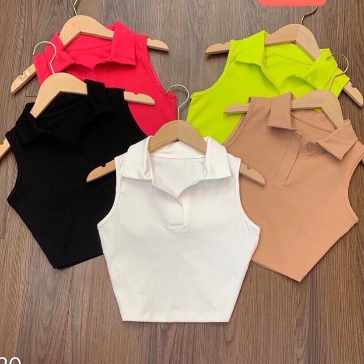 [Mã FASHIONT4WA2 giảm 10K đơn 50K] Áo Ba Lỗ Croptop Chất Porip Cổ Bẻ Thời Trang Siêu Xinh (hàng có sẵn) | BigBuy360 - bigbuy360.vn