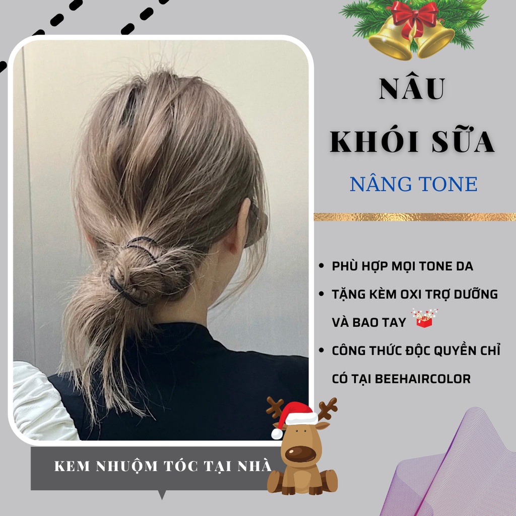 thuốc nhuộm tóc Nâu Khói Sữa [ thuốc nhuộm  tóc màu nâu khói sữa tặng kèm oxi trợ dưỡng ]