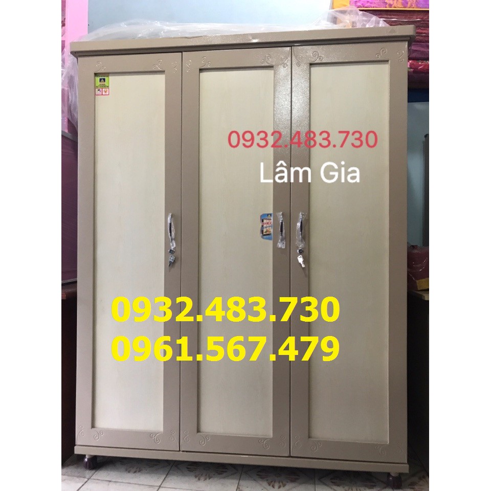 Tủ sắt quần áo lắp ráp Trung Hưng ngang 1m35x1m8 màu kem sữa , TQA135