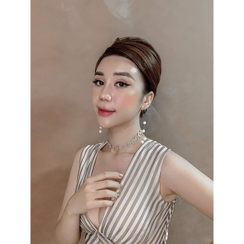 Vòng chocker CD - khuyên tai Full set - Hari korea accessories