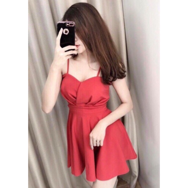 Đầm 2 dây dáng xoè siêu xinh + Ảnh thật