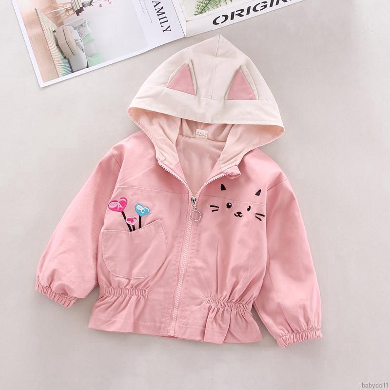 Áo Hoodie phối tai thỏ hoạt hình dễ thương cho bé gái