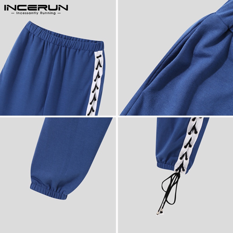 Quần baggy INCERUN eo thun có dây cột bên hông 3 màu dành cho nam giới