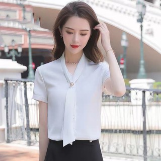 [Đổi trả 07 ngày] Áo Sơ mi nữ kiểu công sở cộc tay chất liệu Lụa Nhật mặc thoải mái. Không ưng được đổi trả 07 ngày