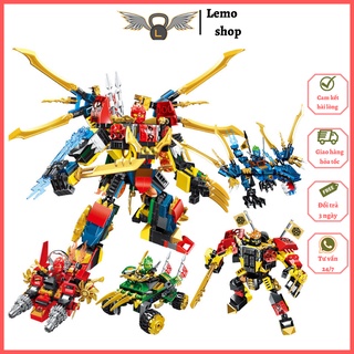 Đồ chơi lắp ráp xếp hình Ninjago Xe Mech Robot Rồng Xanh 4 trong 1 Lemoshop, đồ chơi trẻ em bằng nhựa ABS cao cấp 61035