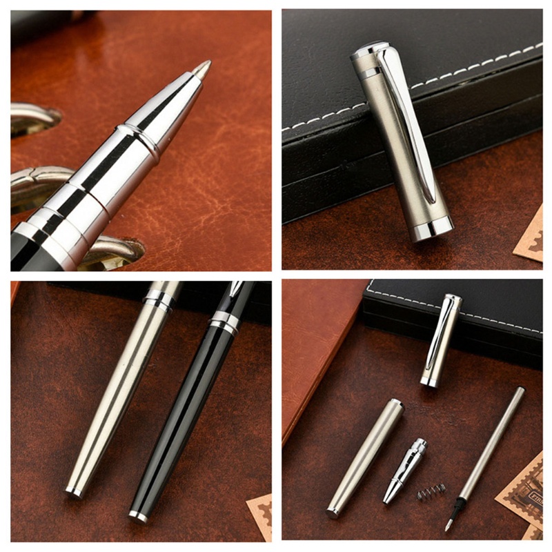 Bút bi mực đen bằng kim loại dùng trong văn phòng hoặc trường học tiện lợi