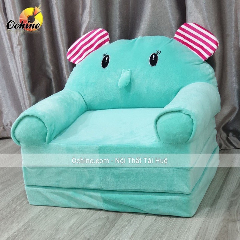 Sofa Giường - Ghế Lười Bông Hình Thú Cho Bé Voi Xanh