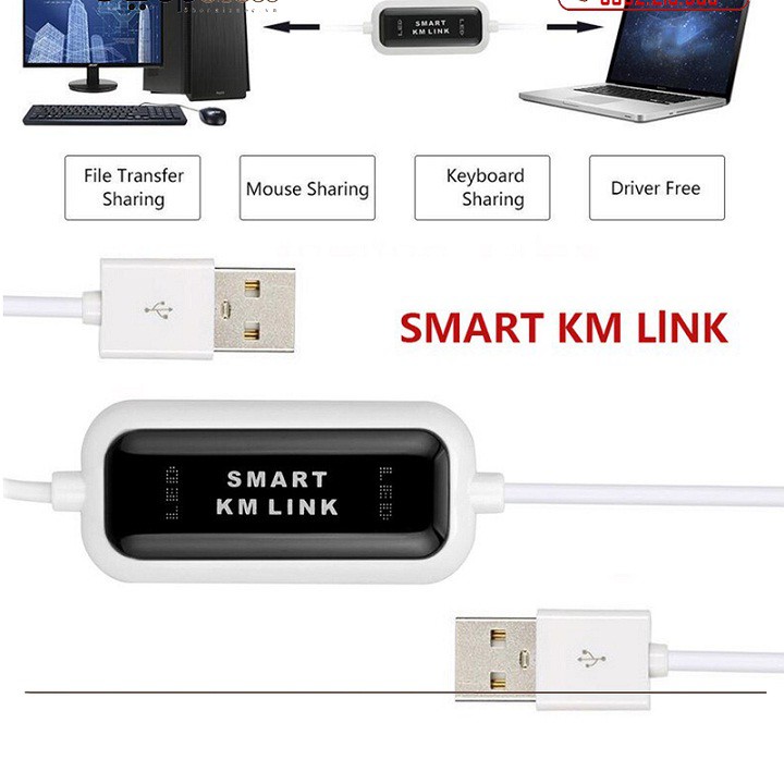 Cáp USB Chuyển Đổi Dữ Liệu Kết Nối Máy Tính Với Máy Tính Đồng Bộ Bàn Phím Chuột Smart KM Link CAO CẤP