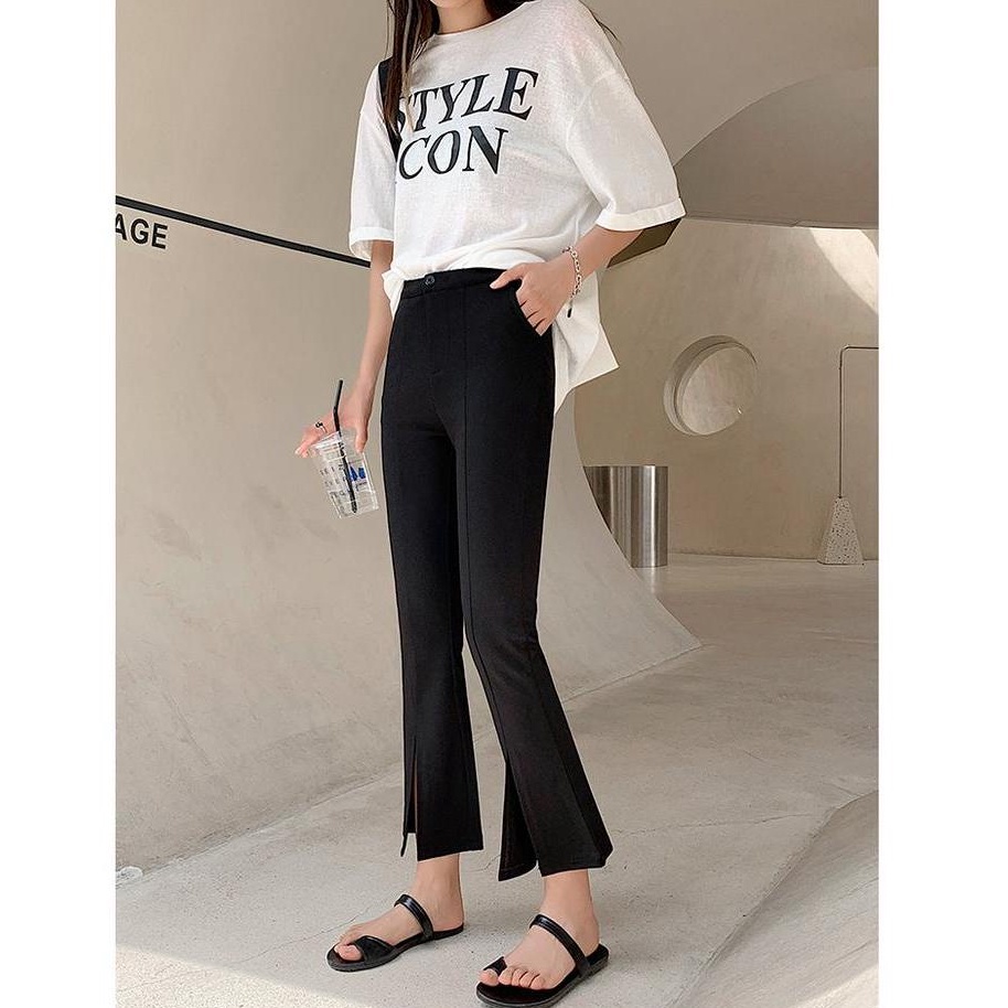 Quần Ống Rộng Lưng Cao Màu Đen Size Lớn 54456 Thời Trang Cho Nữ