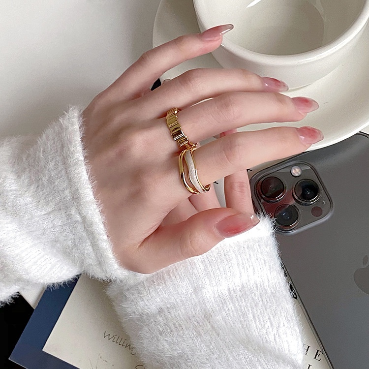 Nhẫn Đeo Tay Kim Loại Gợn Sóng Thời Trang Hàn Quốc Cho Nữ