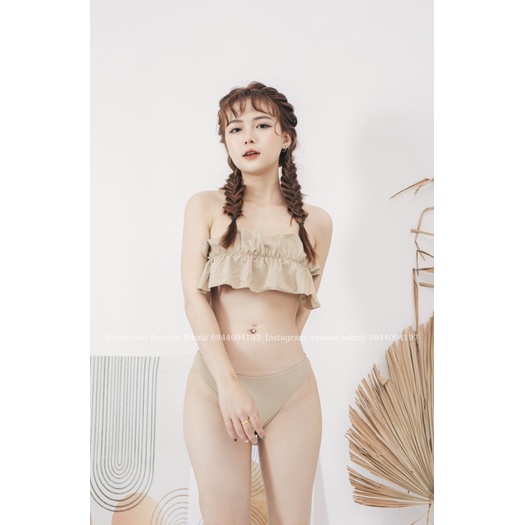 𝑹𝑬𝑼𝑺𝑺𝑰𝑬 𝑩𝑰𝑲𝑰𝑵𝑰 Đồ bơi hai mảnh cạp thấp áo quây bandeau  phong cách Hàn Quốc