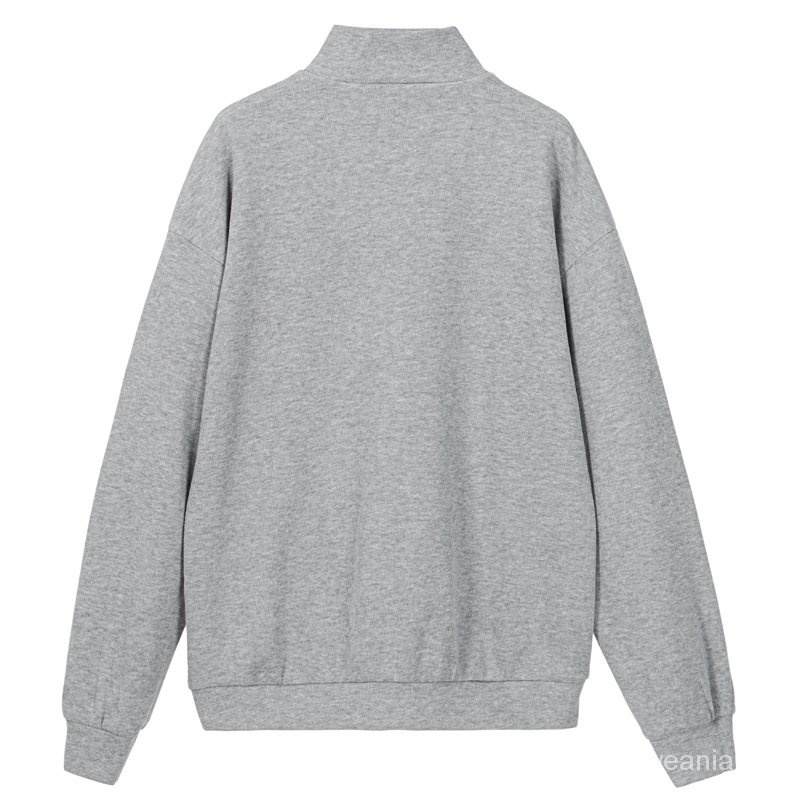 Áo sweater tay dài cổ cao phối khoá kéo thiết kế dáng rộng thoải mái