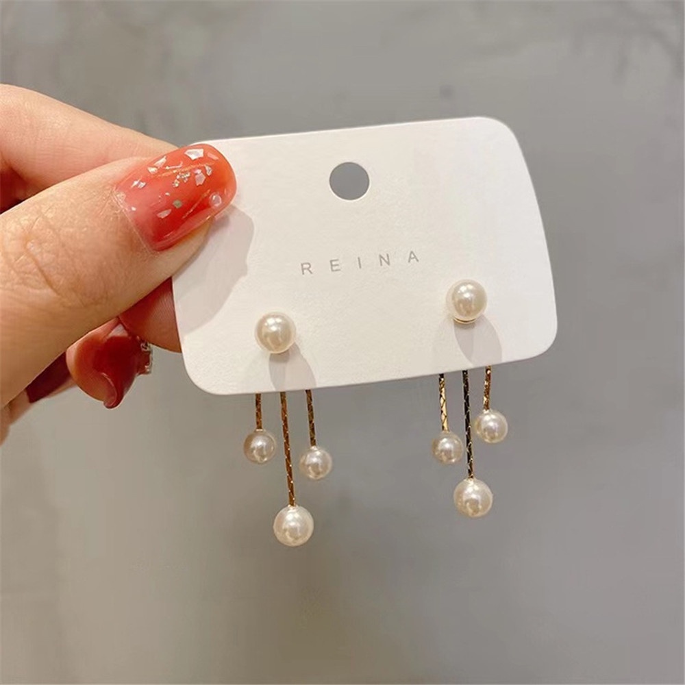 ★★★ 1 Đôi Bông Tai Đính Đá Zircon Tròn Phối Tua Rua Thời Trang Mùa Hè Phong Cách Hàn Quốc Cho Nữ