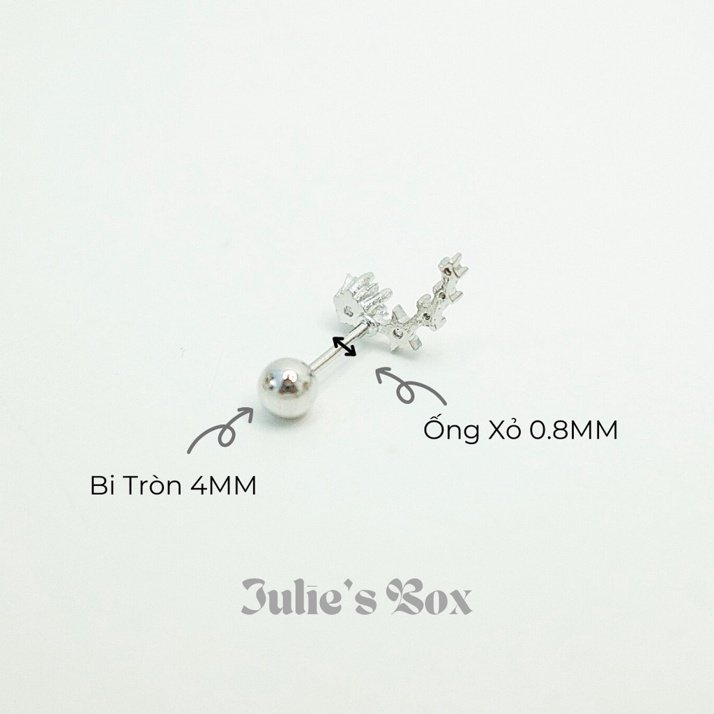 [1 Chiếc] Khuyên Tai Vành Bolide Tai Xỏ Nam Nữ Hình Unisex Titanium Không Đen Không Ngứa Không Dị Ứng julies box