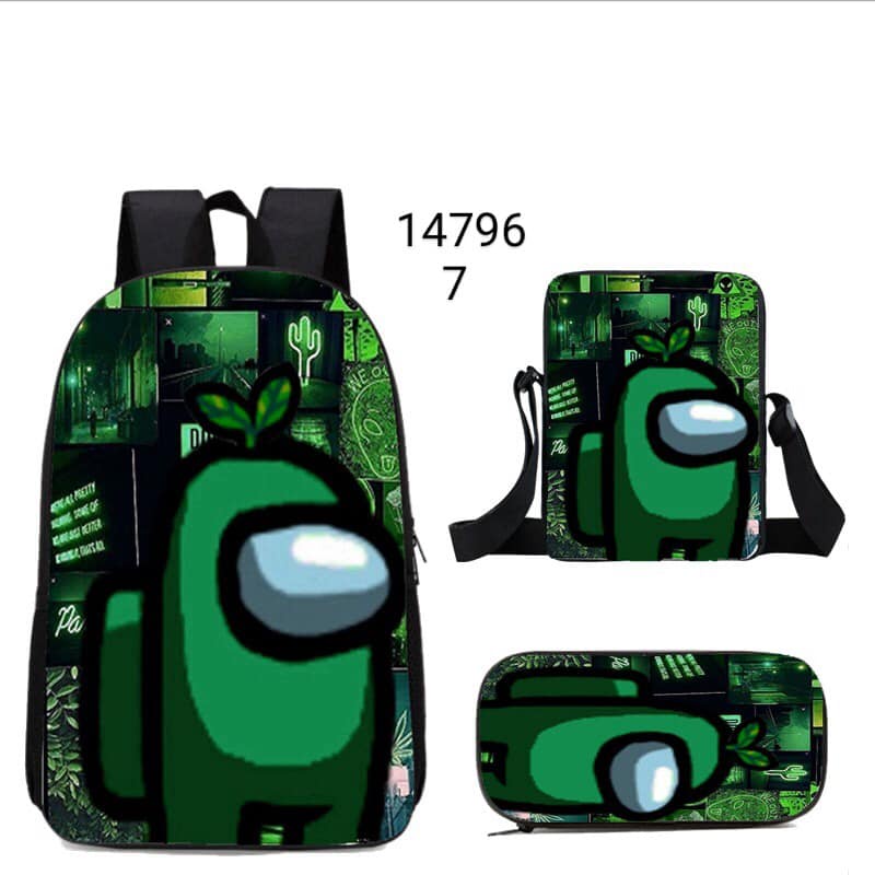 Ba lô cặp sách bé trai Among US sét 3 món tặng kèm túi đeo chéo hộp đựng bút đồng bộ giao màu ngẫu nhiên