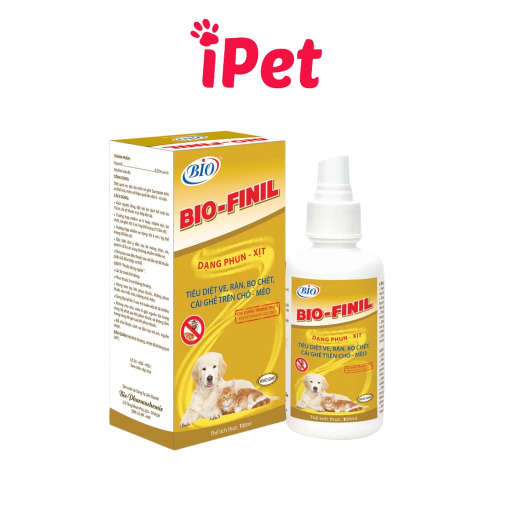  Chai Xịt Diệt Ve Rận Bọ Chét Cho Chó Mèo - Bio Finil - iPet Shop