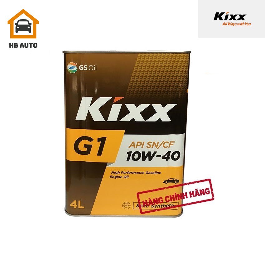 Kixx G1 – Dầu động cơ xăng Kixx G1 SN 10W40 4Lít – Thùng Thiếc