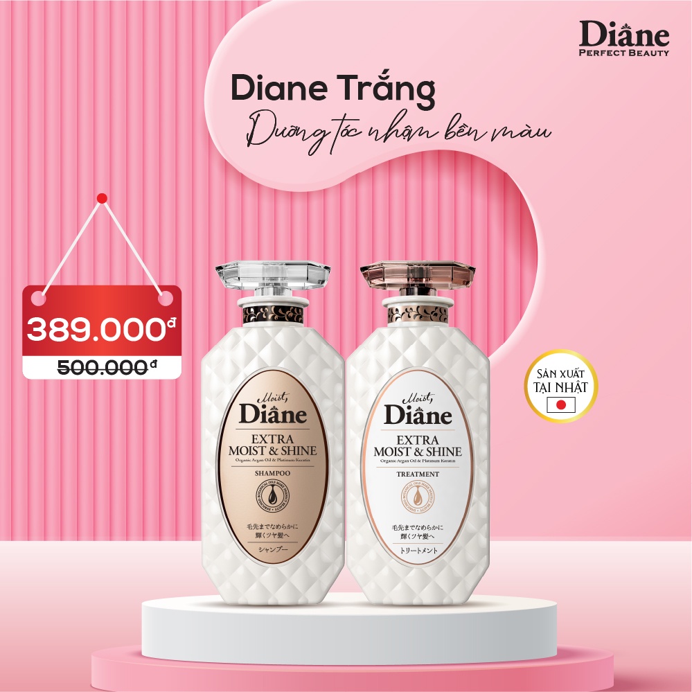 Cặp Gội Xả Phục Hồi Tóc Sáng Bóng Dành Cho Tóc Nhuộm -Moist Diane Extra Shine 450mlx2