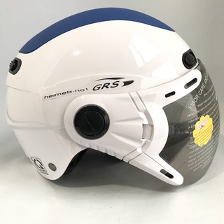 Nón bảo hiểm 1/2 đầu có kính - hàng siêu chất - GRS A102K - Trắng line xanh