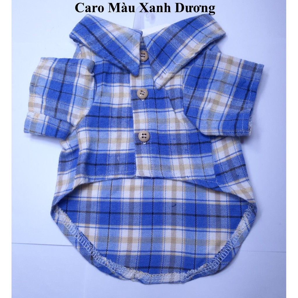 ÁO SƠ MI CHO THÚ CƯNG CHÓ MÈO In caro Thêu số 96 Chất liệu cotton mềm mại thoáng mát - Pet shop Uytinpro