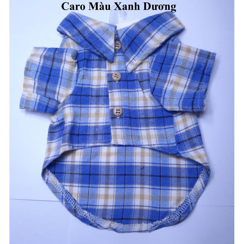 ÁO SƠ MI CHO THÚ CƯNG CHÓ MÈO In caro Thêu số 96 Chất liệu cotton mềm mại thoáng mát