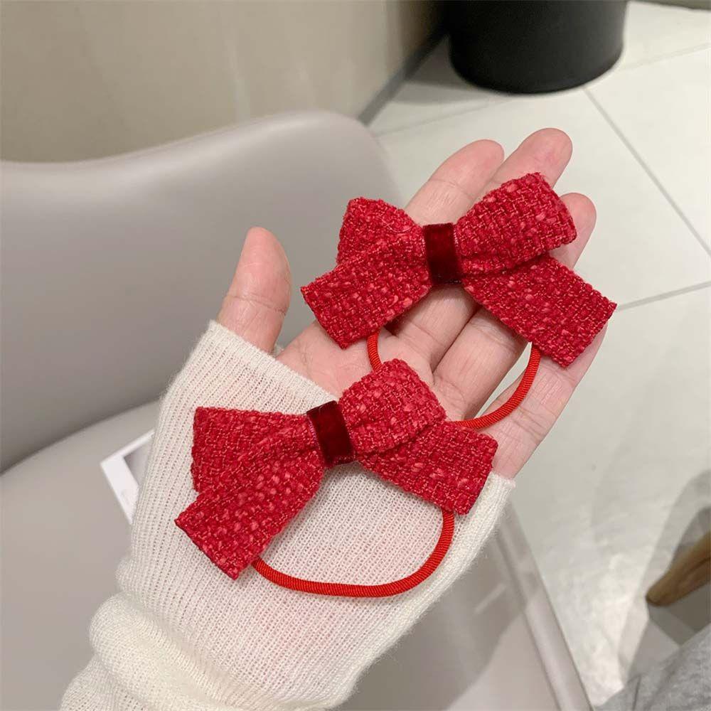 TWINKLE Dây Cột Tóc Đuôi Ngựa Co Giãn Đính Nơ Đơn Giản Phong Cách Hàn Quốc Cho Nữ