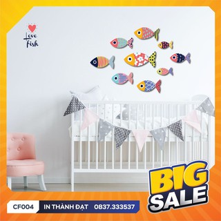 😲Bộ 9 con cá 3D trang trí dán tường - CF005