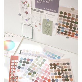 Hình dán trang trí Sticker Morandi basic dot, 1 tờ/ 50 dot