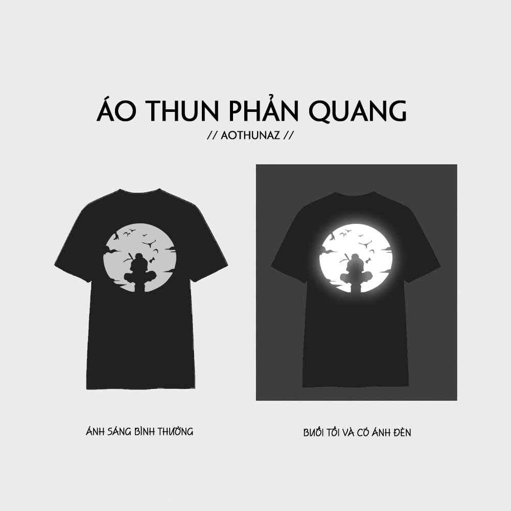 Áo thun Naruto Sasuke màu đen phản quang cực đẹp - Cotton Thái M2403