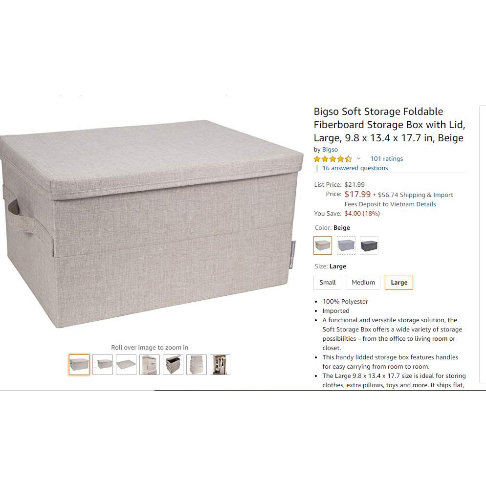 Hộp đựng đồ vải oxford khung cứng hàng xuất Thụy Điển (siêu đẹp)