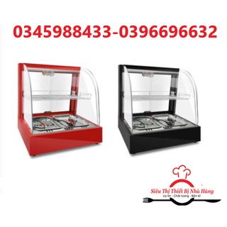 TỦ TRƯNG BÀY GIỮ NÓNG THỨC ĂN 2 KHAY ĐẸP MẮT GIÁ RẺ