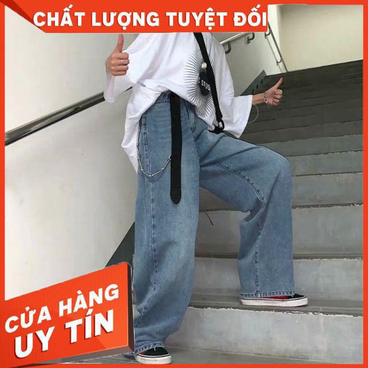 Quần bò Jean ống rộng oversize hip hop Ulzzang màu nhạt có đường vân siêu chất 😍 - Hàng nhập khẩu