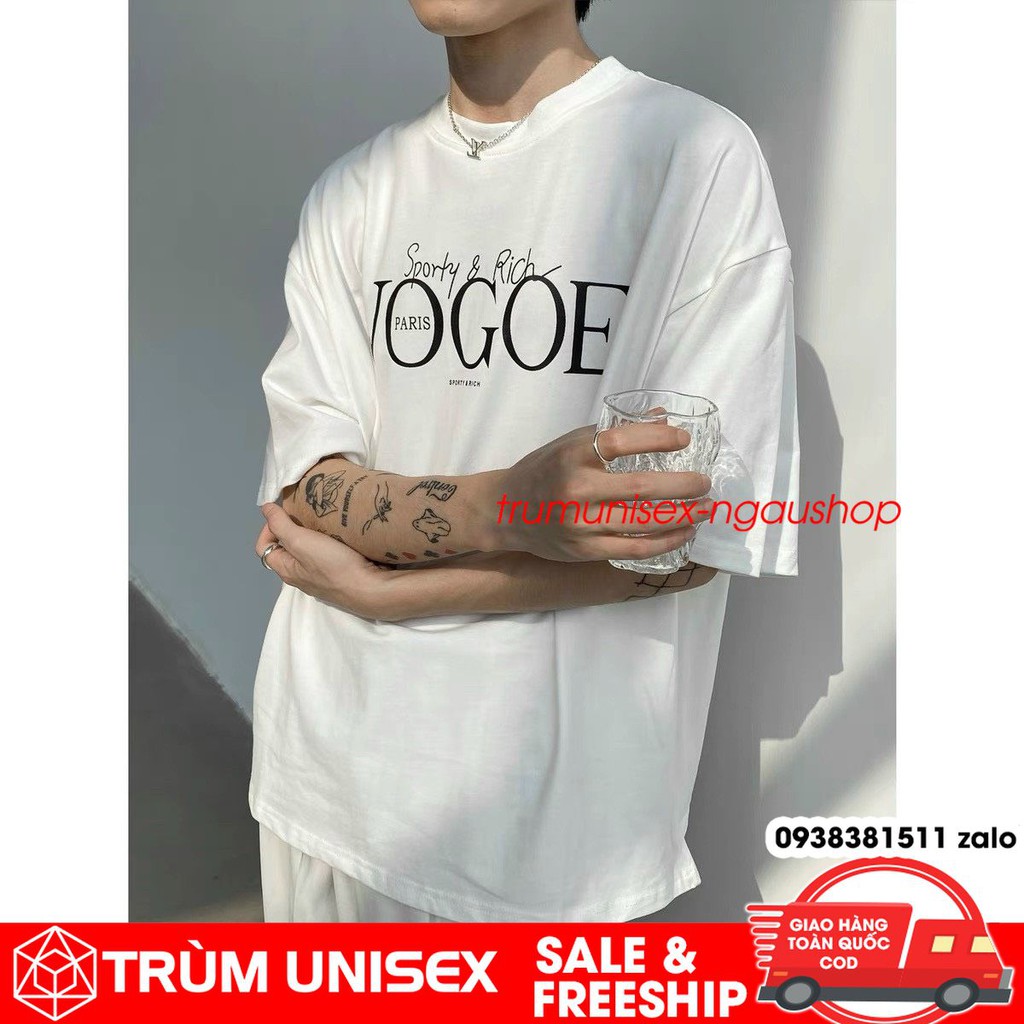 Áo thun unisex áo phông nam rộng VOGOE kèm áo thật vải cotton đen trắng Trùm Unisex | BigBuy360 - bigbuy360.vn