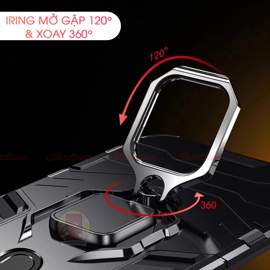 Ốp Lưng Realme C21Y C11 2021 C20 C20A C15 C12 5 Pro Q 2020 Ironman Đen Kèm Iring Chống Sốc Chống Nước Cao Cấp Handtown