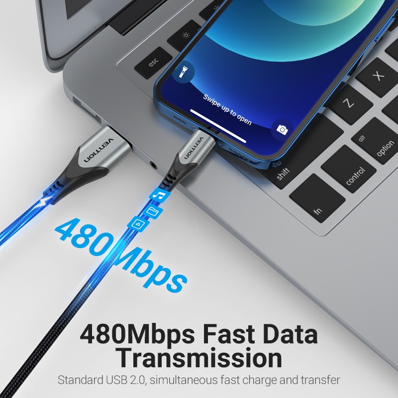 VENTION Cáp SạC Nhanh USB 2.0 2.4A 480Mbps Cho iP 12