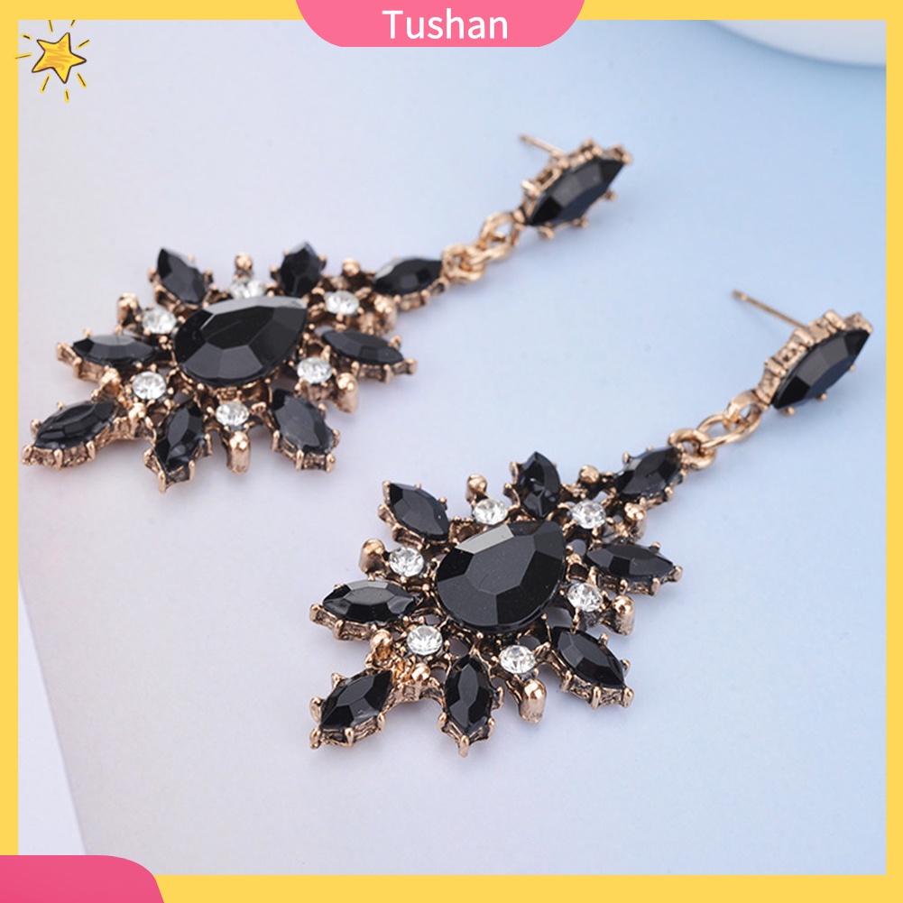 Đôi Khuyên Tai Dài Hình Bông Tuyết Đính Đá Thời Trang Cho Nữ