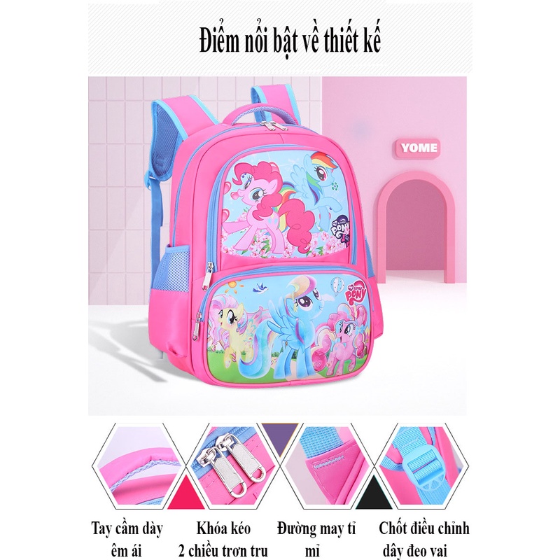 Cặp học sinh, balo tiểu học, trung học nhiều ngăn hình siêu nhân công chúa người nhện, chất liệu chống thấm nước