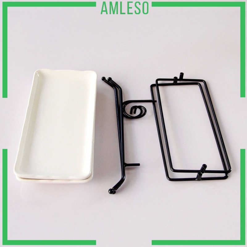 Giá Đỡ Phục Vụ 2 Tầng Bằng Sứ Kèm 2 Đĩa Sứ Có Thể Gấp Lại Tiện Dụng