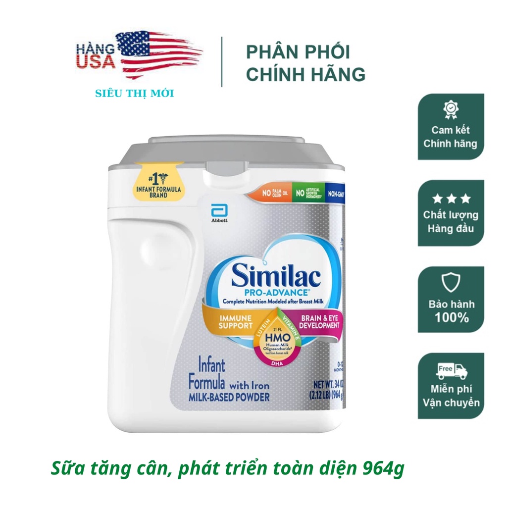 DATE 1/2024 SỮA BỘT SIMILAC PRO ADVANCE NON GMO - HMO 964G NHẬP KHẨU MỸ MẪU MỚI