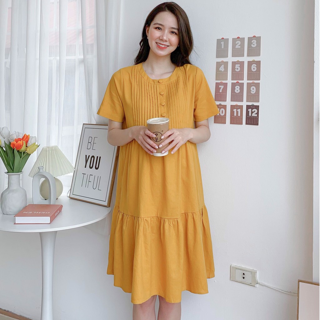 MEDYLA - Váy bầu xinh mùa hè linen cho bầu đi chơi, du lịch, đám cưới cực xinh - VS730