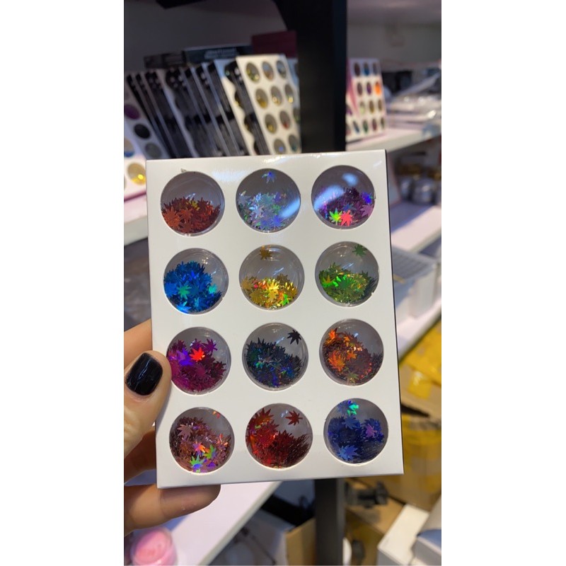 láy phong trang trí móng skinnail gồm 12 hũ to 12 màu sắc sử dụng thiết kế mẫu nail , mẫu móng thoả sức sáng tạo của bạn