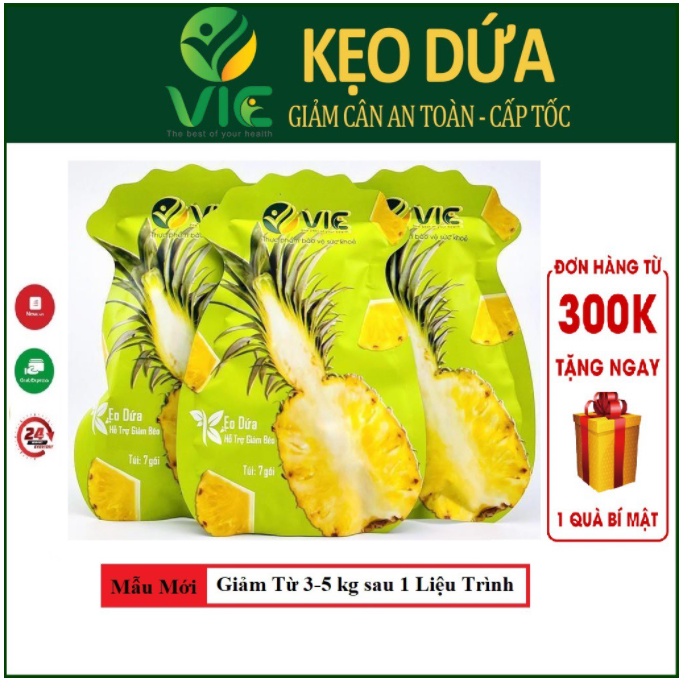 Kẹo dứa giảm cân VIC organic Giảm béo cấp tốc nhanh an toàn không phải thuốc giảm cân