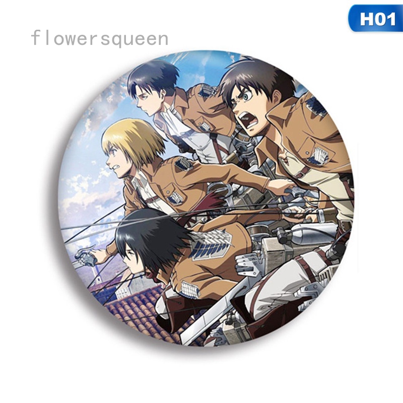 flowersqueen Huy hiệu nhựa họa tiết nhân vật Attack on Titan độc đáo