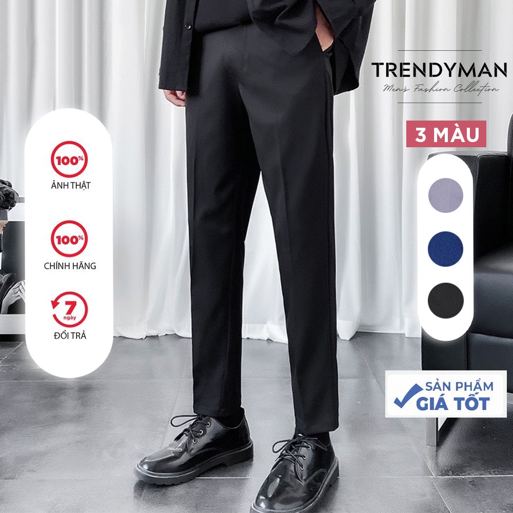 Quần âu nam Trendyman thời trang nam vải lụa co giãn nhẹ quần tây công sở phù hợp học sinh và người đi làm - HÀNG MỚI VỀ